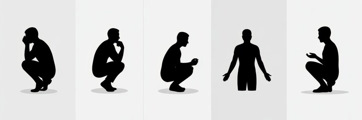 Various human postures in squatting positions