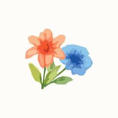 vector illustration of flowers in watercolor style