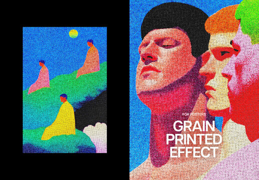 Grain Printed Poster Effect Mockup