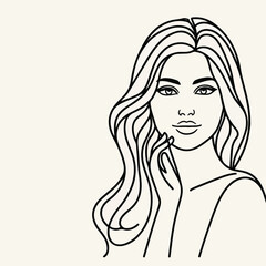 adult woman line art vector