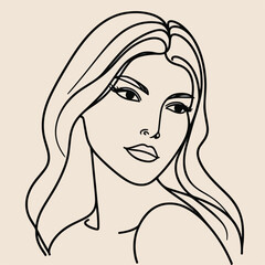 adult woman line art vector