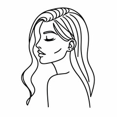 adult woman line art vector