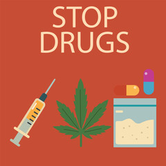 Vector illustration on the theme of combating drug abuse and drug trafficking