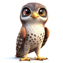 Obraz premium cute cartoon Kestrel character 3D render isolated on white background 