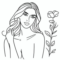adult woman line art vector