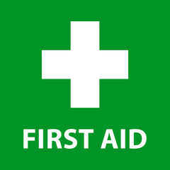 First aid icon. Emergency medicine label. Medic, treatment, ambulance, aid and help symbol.