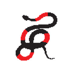 Pixel snake icon, 8 bit viper symbol, retro style computing serpent sign, simple snake silhouette