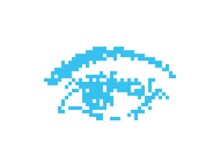 Pixel art eye icon, 8 bit retro style human eyeball, simple computing see symbol