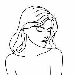 adult woman line art vector