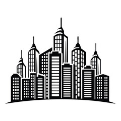 Fototapeta premium Modern Cityscape Black Silhouette Urban Skyline with Buildings and Tower Designs