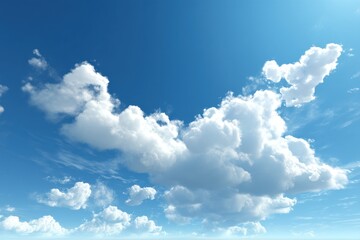 A beautiful shot of a vibrant blue sky filled with fluffy white clouds on a sunny day, creating a peaceful and serene atmosphere in the atmosphere.