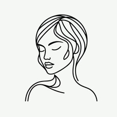 adult woman line art vector