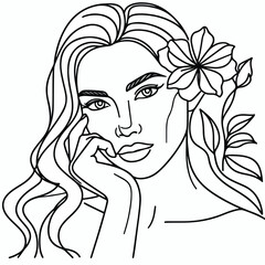 adult woman line art vector