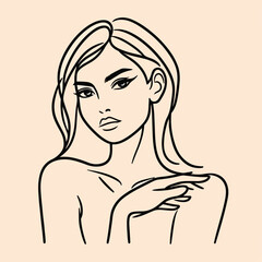 adult woman line art vector