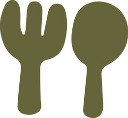 Fototapeta premium フォークとスプーンのセットの手描きアイコンイラスト