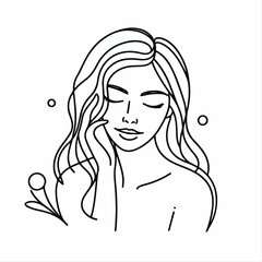 adult woman line art vector