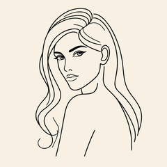 adult woman line art vector