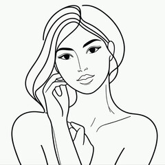 adult woman line art vector