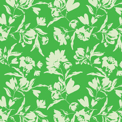 silhouette meadow flowers seamless pattern, Retro style design for fashion , fabric, web, wallpaper ,wrapping and all prints on vintage background
