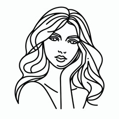 adult woman line art vector
