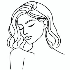 adult woman line art vector