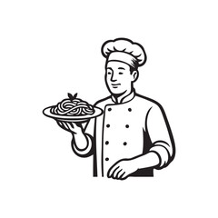 chef brings a plate of spaghetti