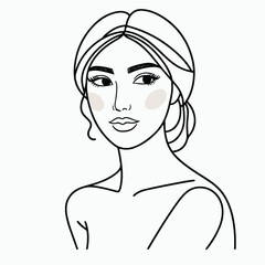 adult woman line art vector