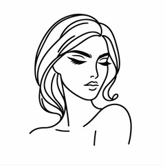 adult woman line art vector