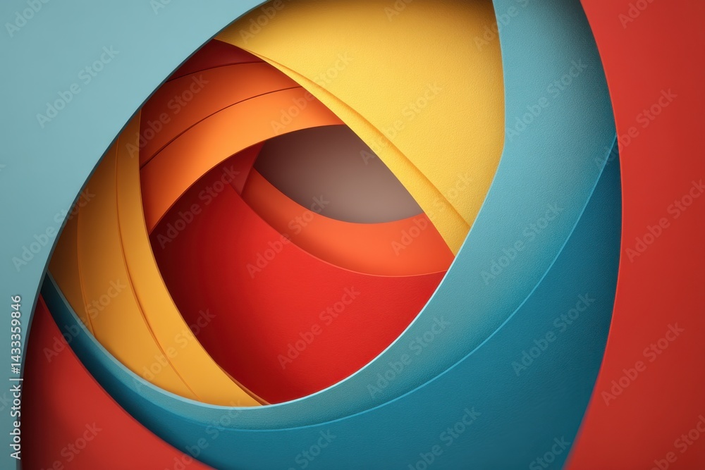 Poster an eye-catching and vibrant abstract background featuring layered paper shapes with a smooth, textur