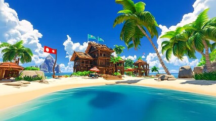 Tropical Island Resort on Pristine Beach