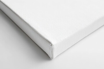 Close-up view of a blank white canvas panel.