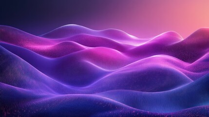 Obraz premium Abstract digital landscape of undulating hills in vibrant purples and pinks