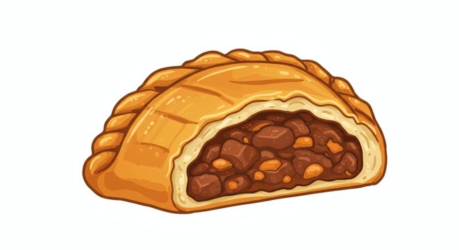 golden baked empanada with meat filling clip art preview