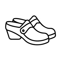 clogs line drawn footwear vector art - illustration clogs, isolated white background