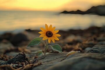 Sunflower at Beach with Sunset