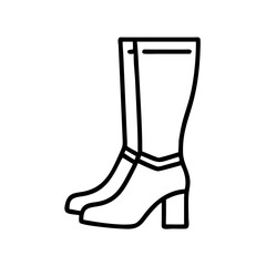 knee high boots line drawn footwear vector art - illustration knee high boots, isolated white background