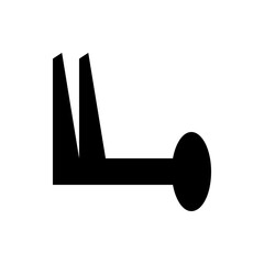 Black and white abstract illustration featuring a horizontal line connected to a circle and two angled shapes