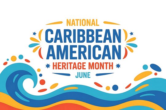 Celebrate National Caribbean American Heritage Month in June Vibrant design with ocean waves