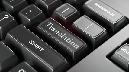 Translation services - providing professional translation services to transform written or spoken content from one language to another, translate button. Text translation concept.