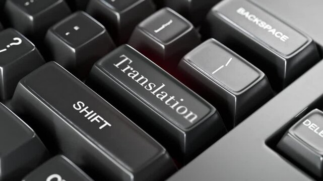 Translation services - providing professional translation services to transform written or spoken content from one language to another, translate button. Text translation concept.
