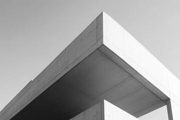 Fototapeta premium Modern concrete structure's architectural details in grayscale.