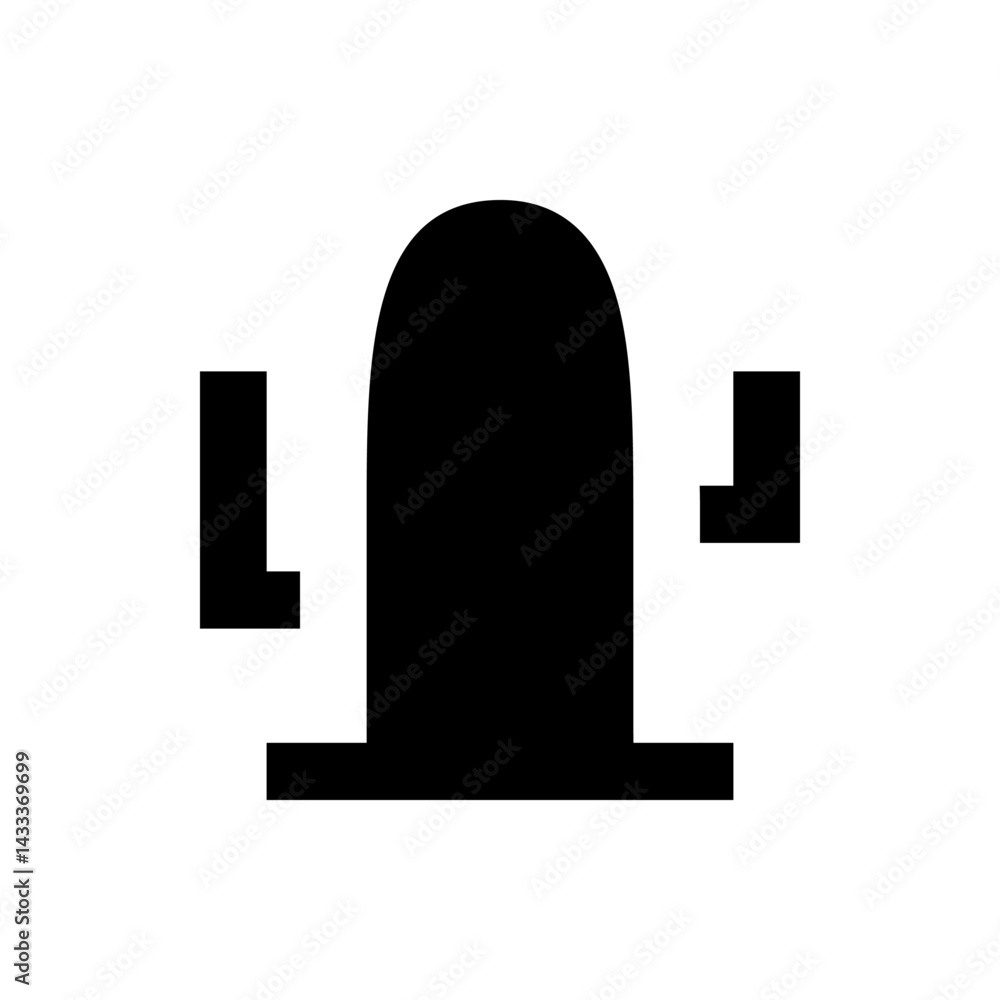 Poster a stylized black cactus with a rounded top and two rectangular arms on a white background is depicte