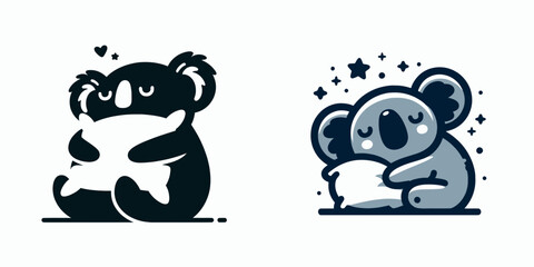 Koala Playful Pillow. Funny Animal Vector Clip art. Marsupial joy bolster cheery cuddle cushion for child imagination.