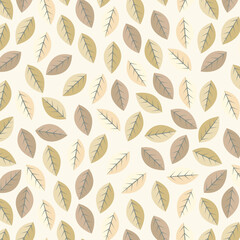 Seamless geometric pattern of autumn leaves and twigs. Vector

