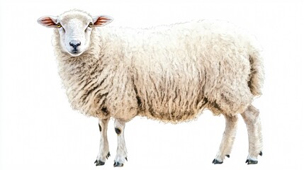 Obraz premium Soft Watercolor Fluffy Sheep - Unique and Charming Animal Portrait