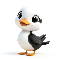 Obraz premium cute cartoon Long-tailed Duck character 3D render isolated on white background