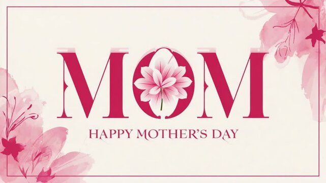 Celebrating Happy Mothers Day with Floral Decoration and Elegant Typeface