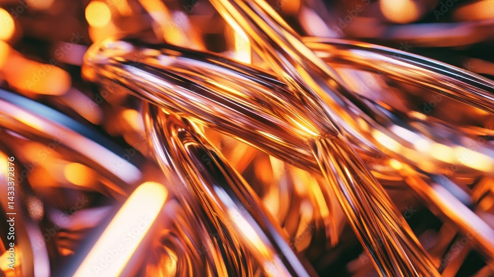 Aufkleber shiny golden wires intertwine and create an abstract composition