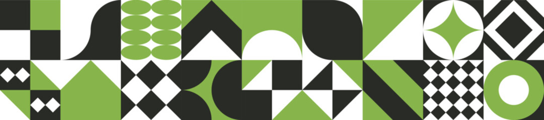 Geometric shapes with bold abstract pattern in green, in minimalist style. A modern vector background, perfect for posters, flyers, banners and advertisements.