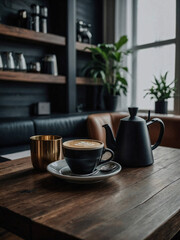 Minimalist coffee setup in a stylish interior.